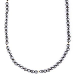 Hematite Bead and 14 kt Gold Bead Necklace